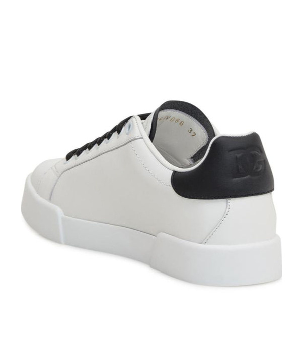 Dolce & Gabbana 'portofino Light' White Sneakers With Perforated Logo On The Side And Logo Patch On The Tongue In White
