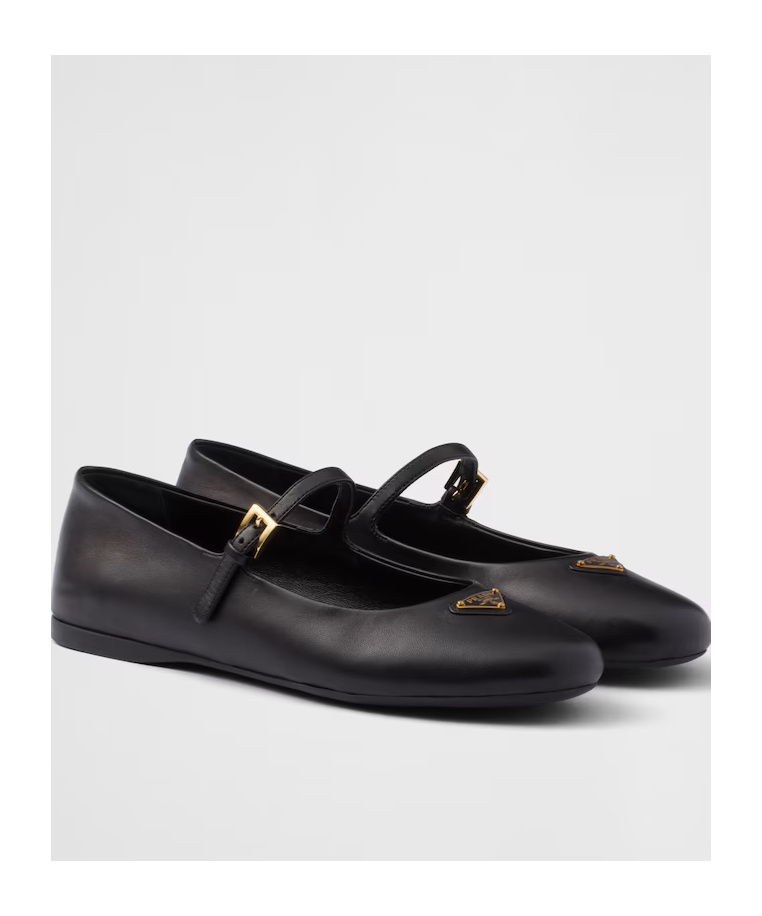 Prada Women Nappa Leather Ballerinas In Black