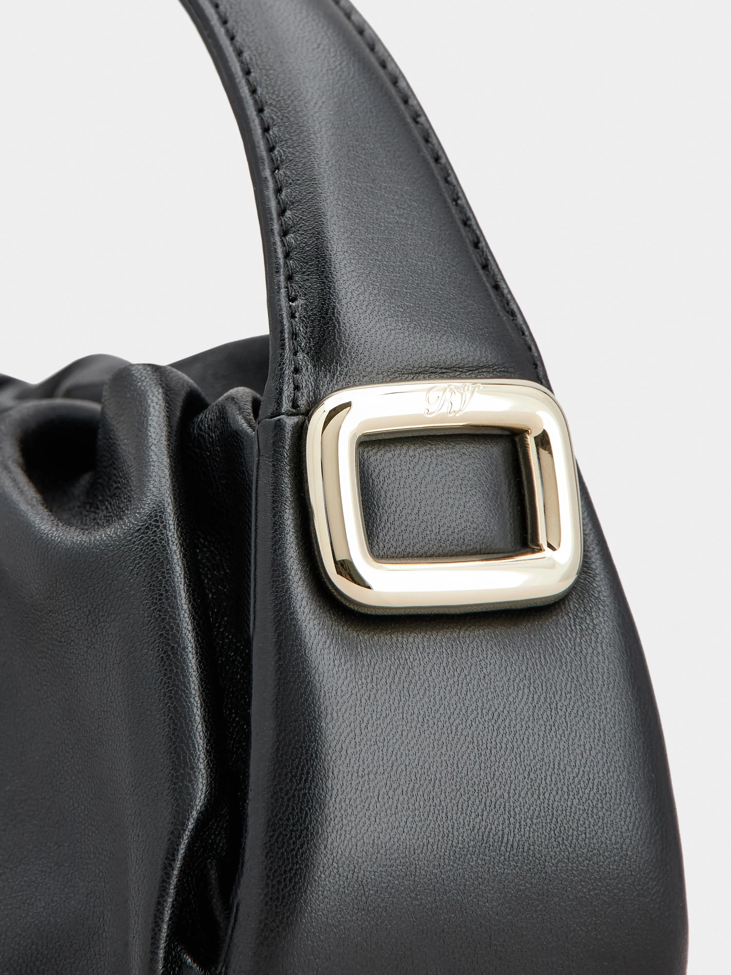 Roger Vivier Hobo Viv' Choc Mini Bag In Leather In Black