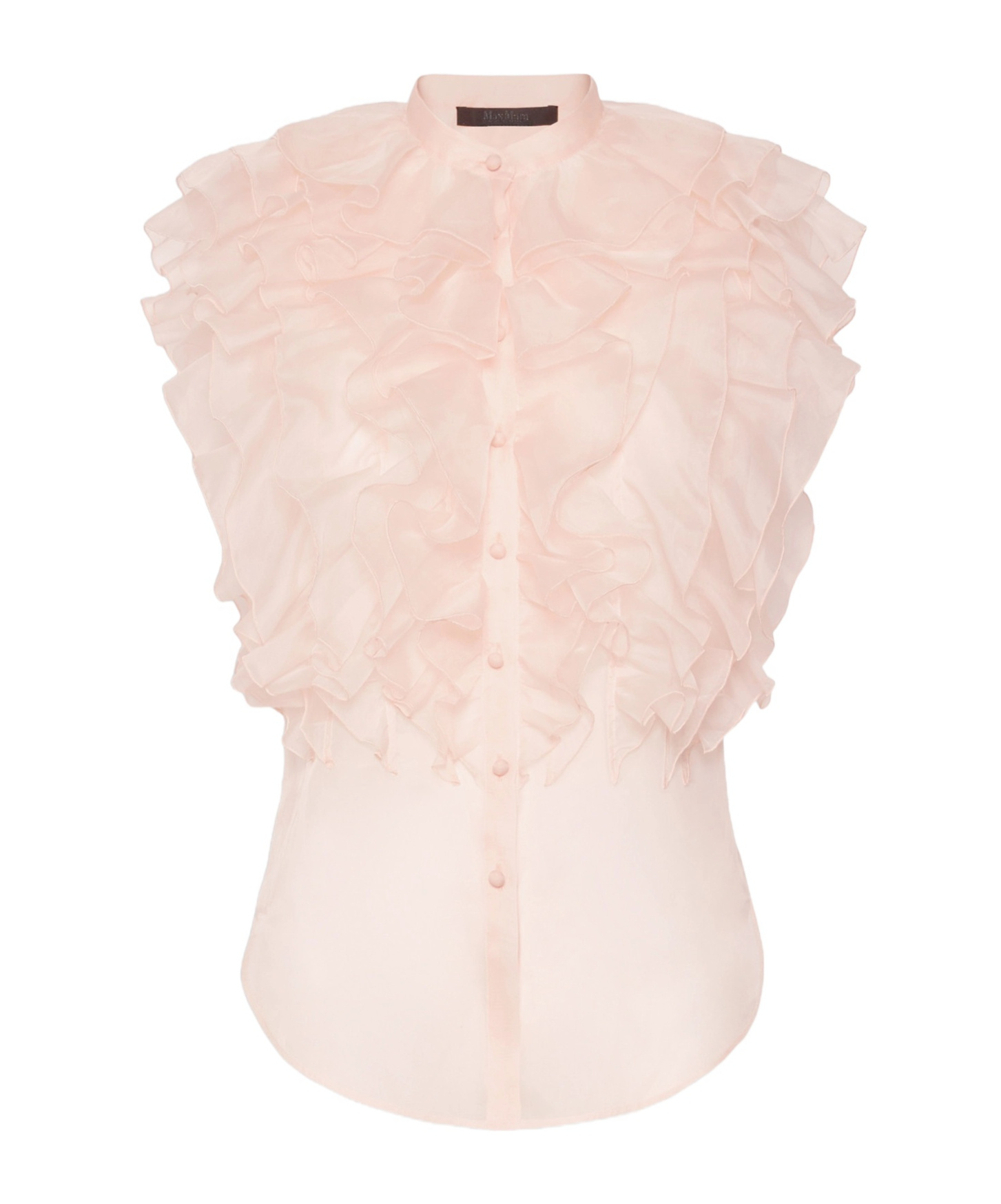 Max Mara Ruffled Silk Shirt In Pink