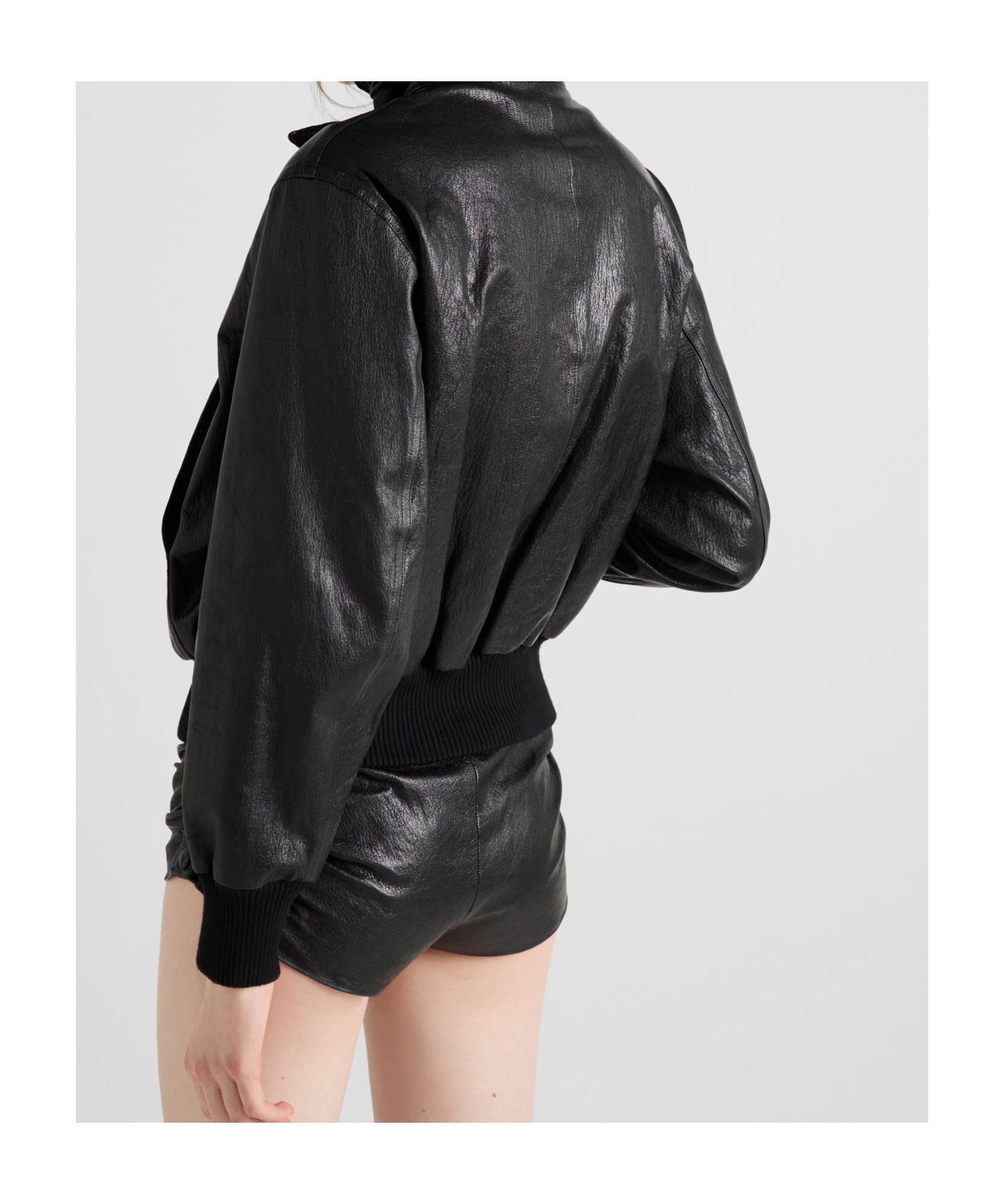 Prada Long-sleeved Hooded Leather Jacket In Black
