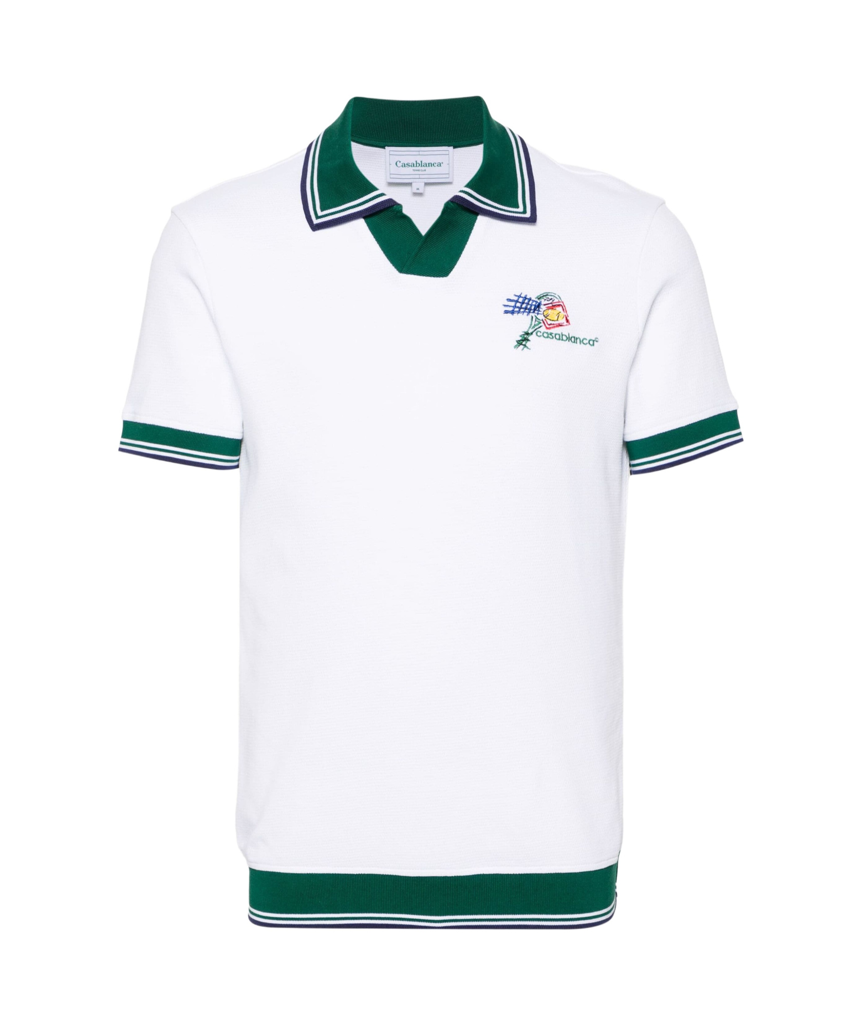 Casablanca White And Green Logo Embroidery Polo Shirt In White