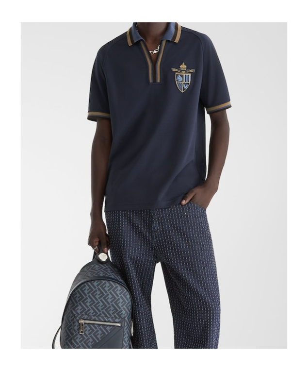 Fendi Ff Jacquard Polo Shirt In Black