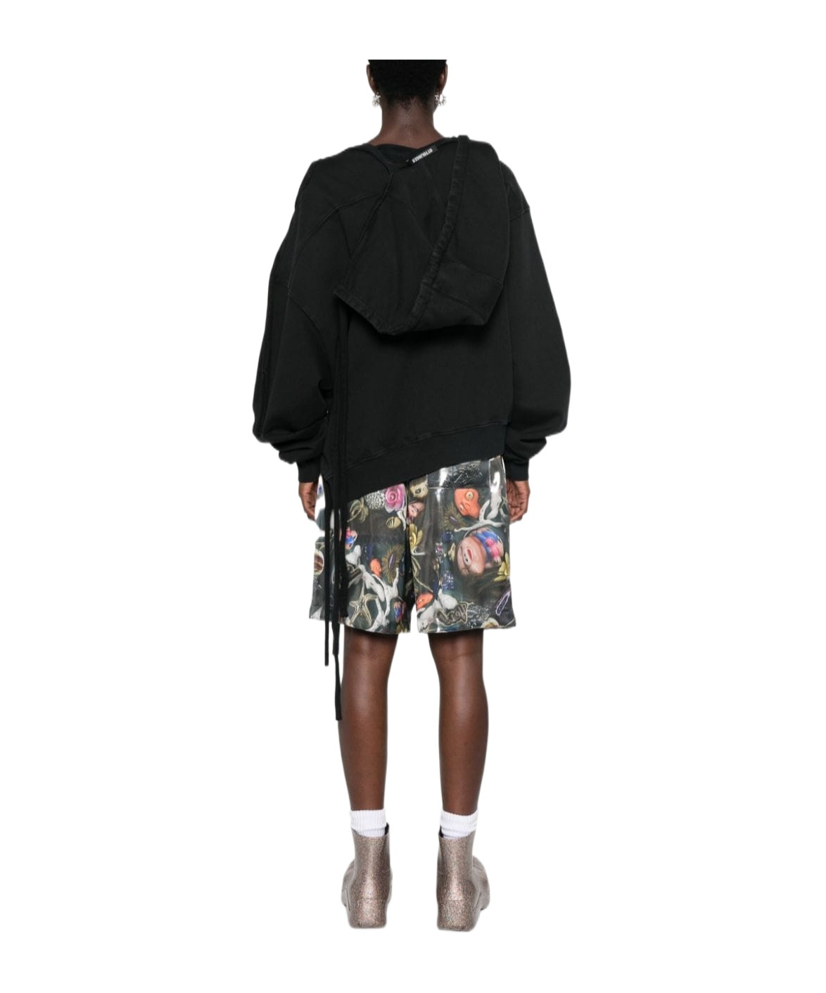 Ottolinger Deconstructed Cotton Hoodie In Black