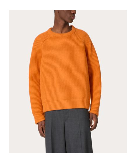 Valentino Wool Crewneck Jumper In Orange