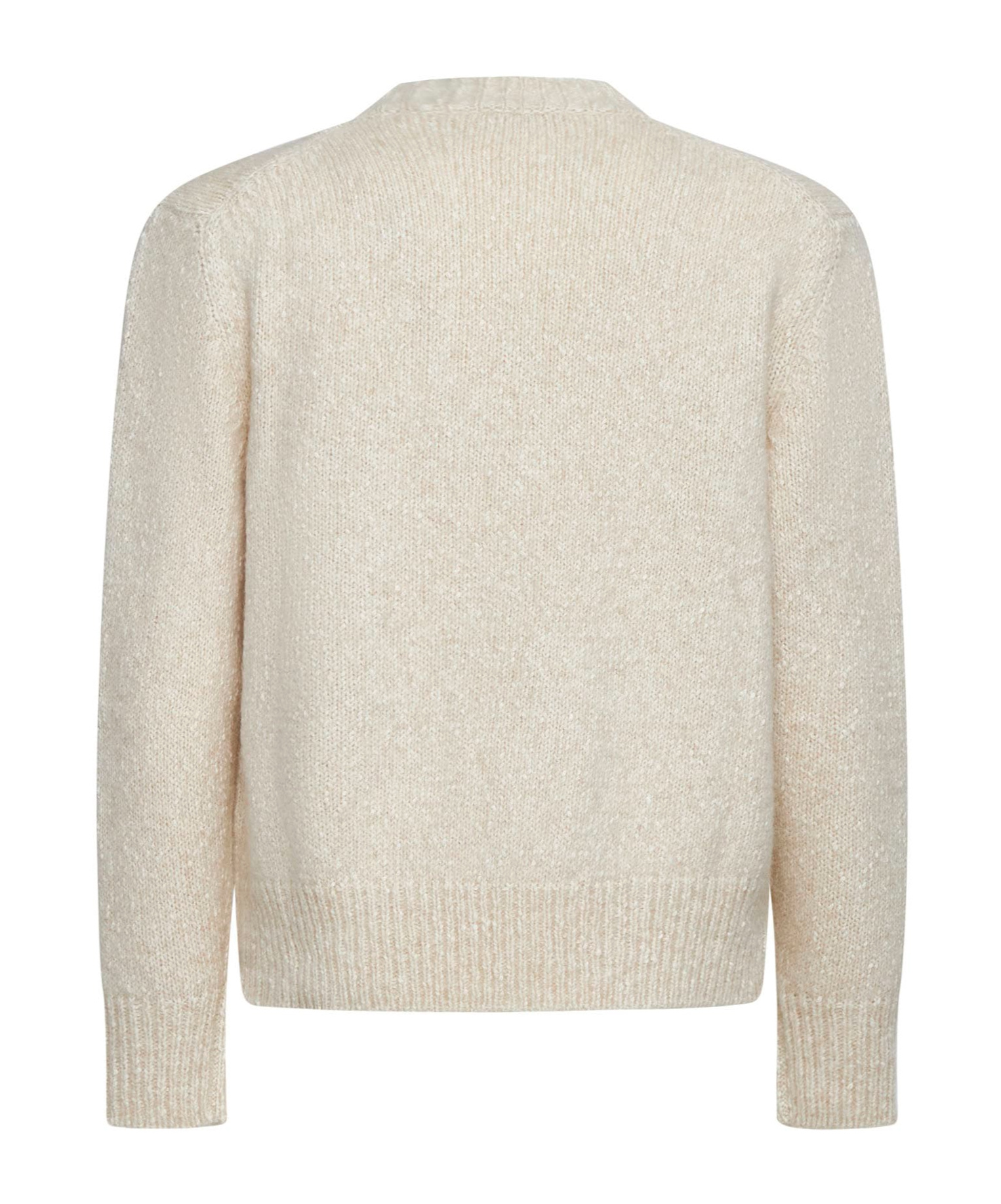 Lardini Ivory Bouclé-effect Crewneck Sweater In Nude