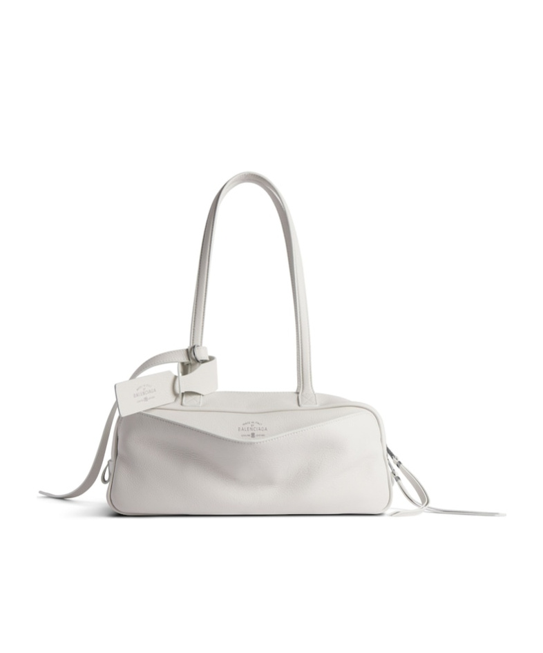 Balenciaga Small Calf Leather Carrie Bowling Top-handle Bag In White