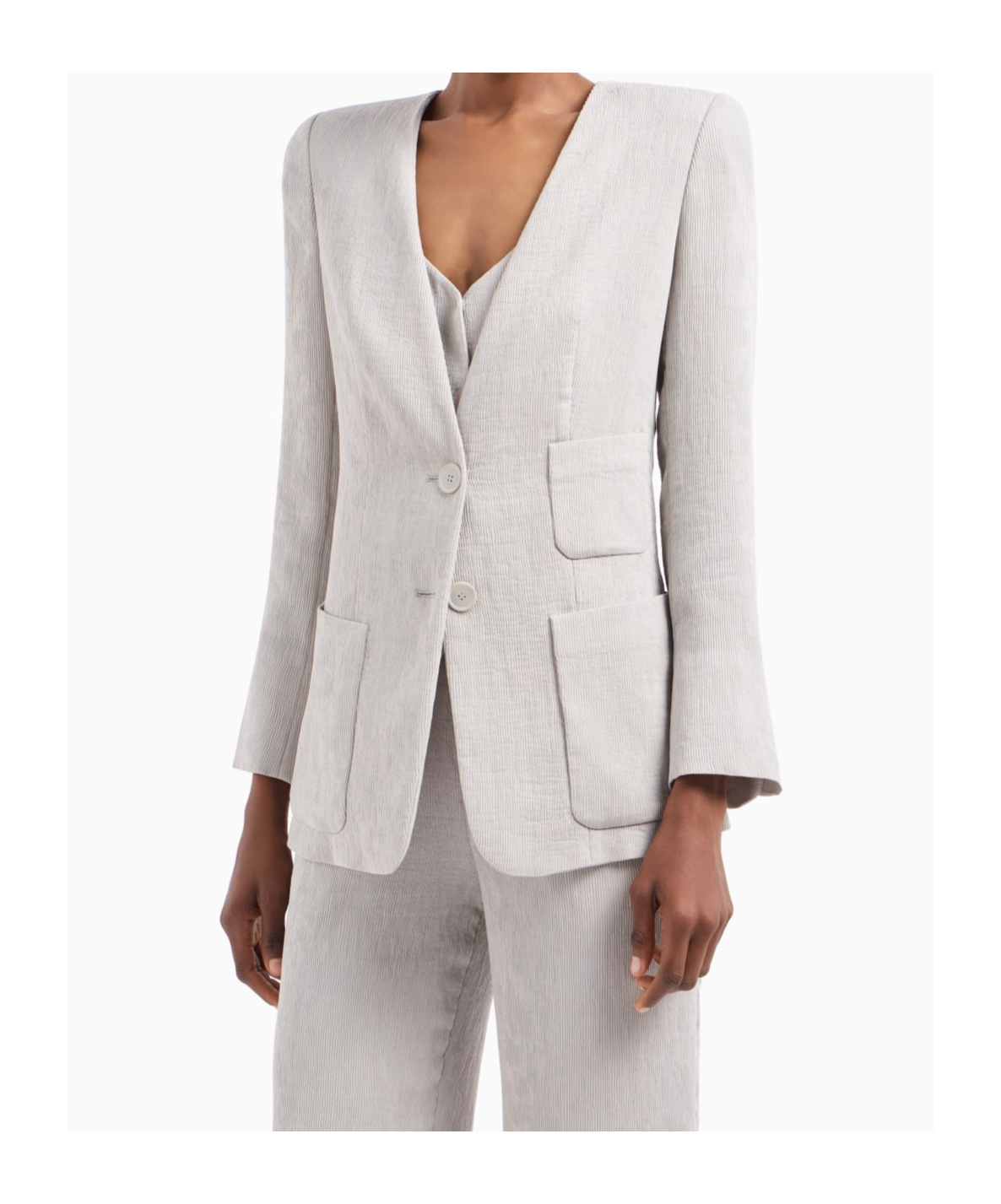 EMPORIO ARMANI RIBBED SINGLE-BREASTED BLAZER