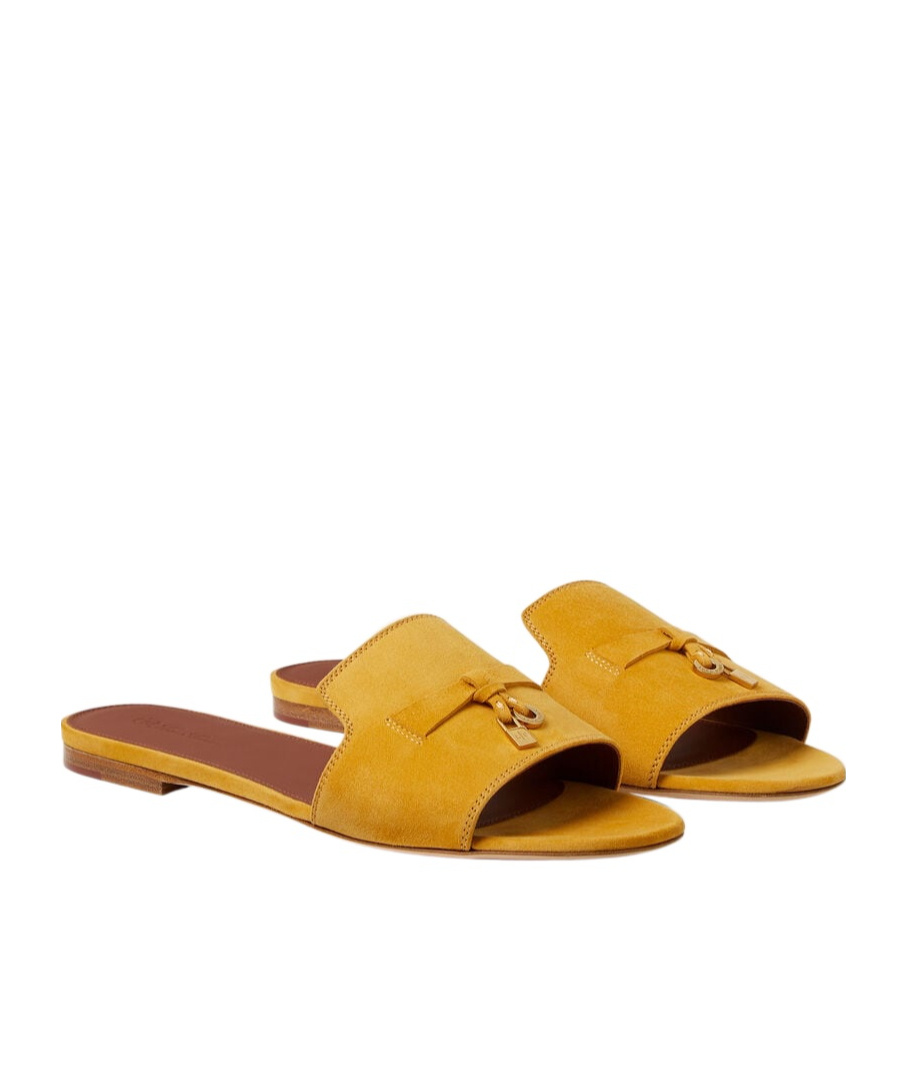 Shop Loro Piana Round Head Slippers In Yellow
