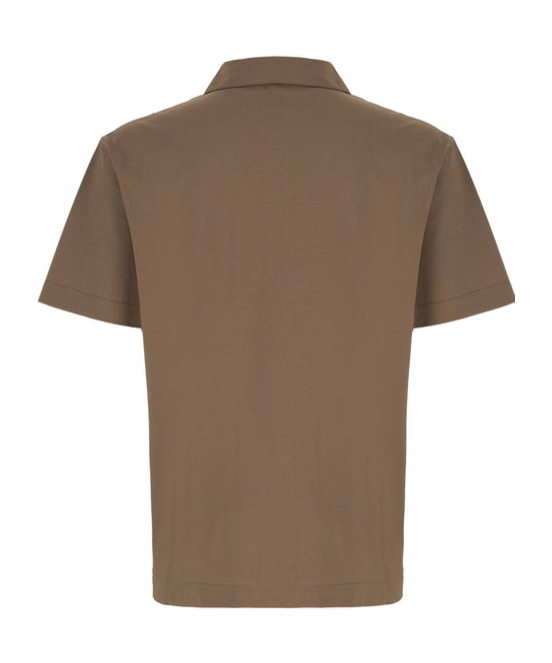 Ferragamo Signature Cotton Polo Shirt In Brown