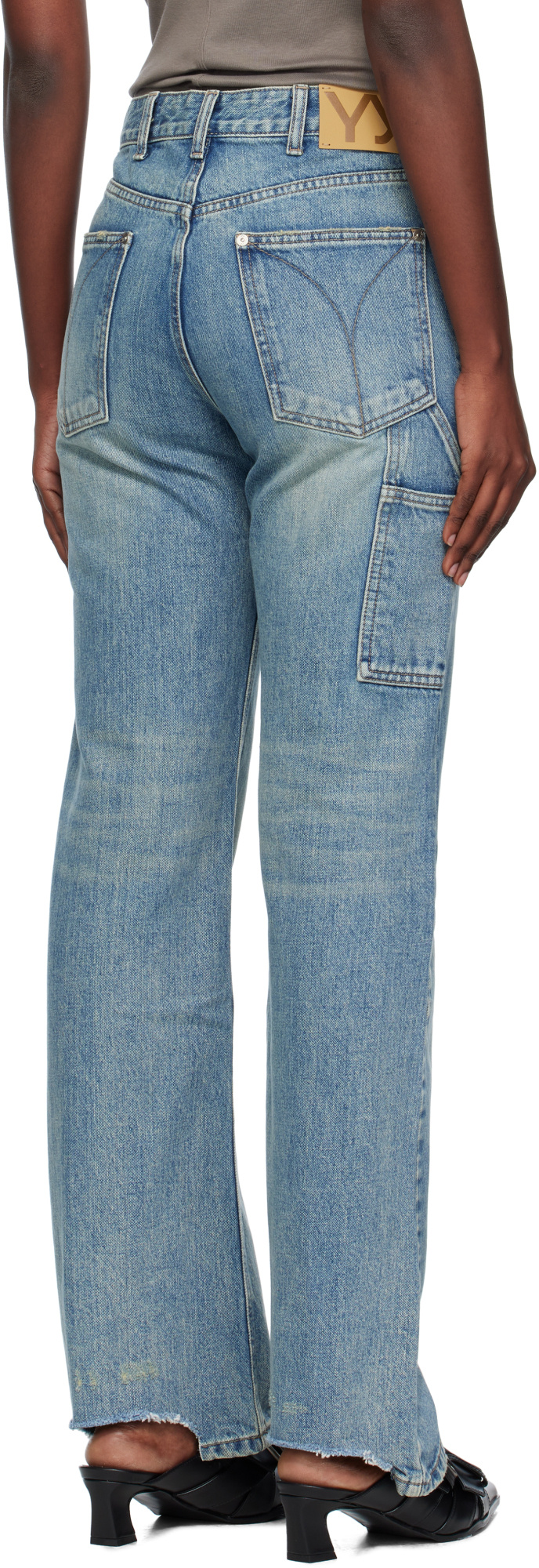 Open Yy Frayed-hem Jeans In Blue