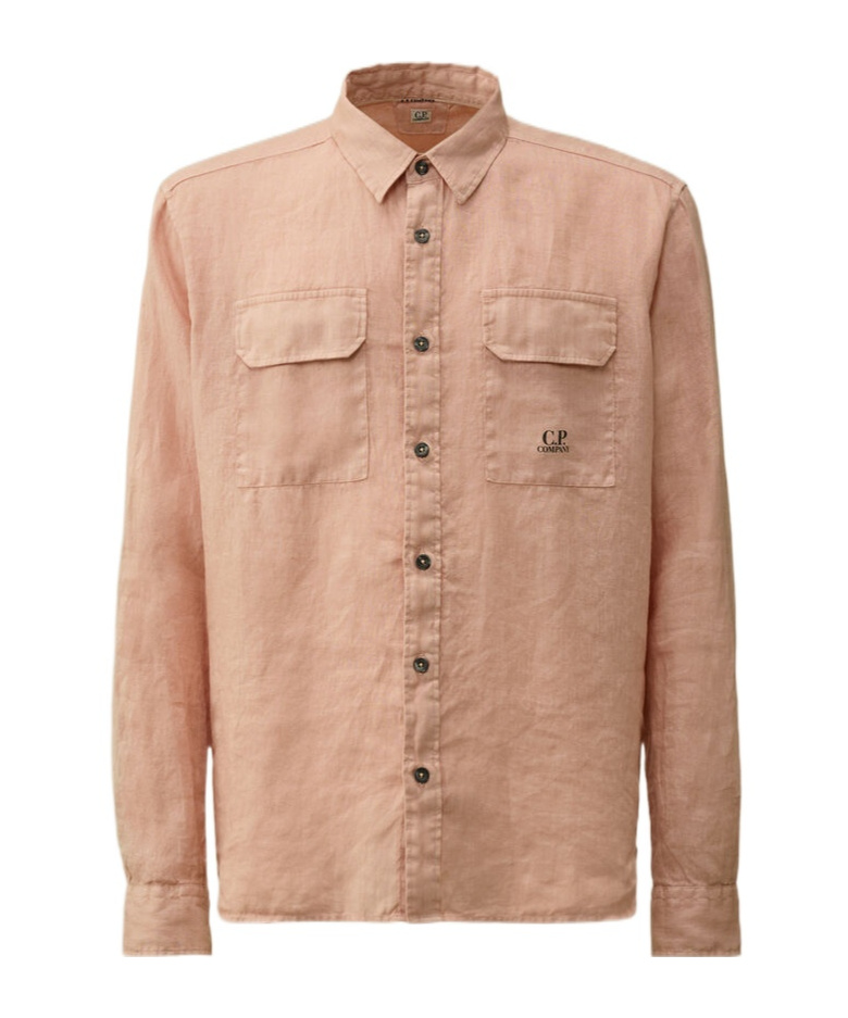 C.p. Company Linen Shirt In Pink
