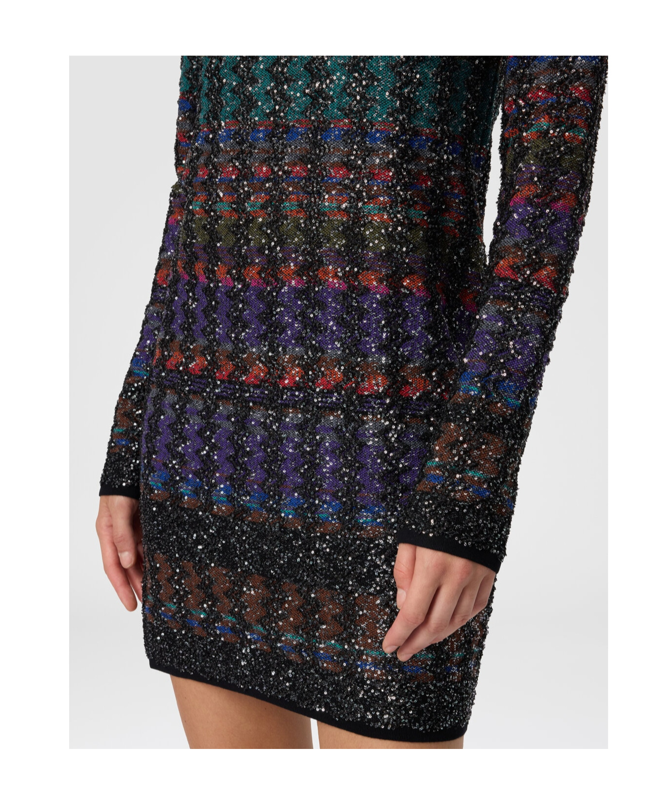 Missoni Mini Dress With Chevron And Stripe Pattern In Multi