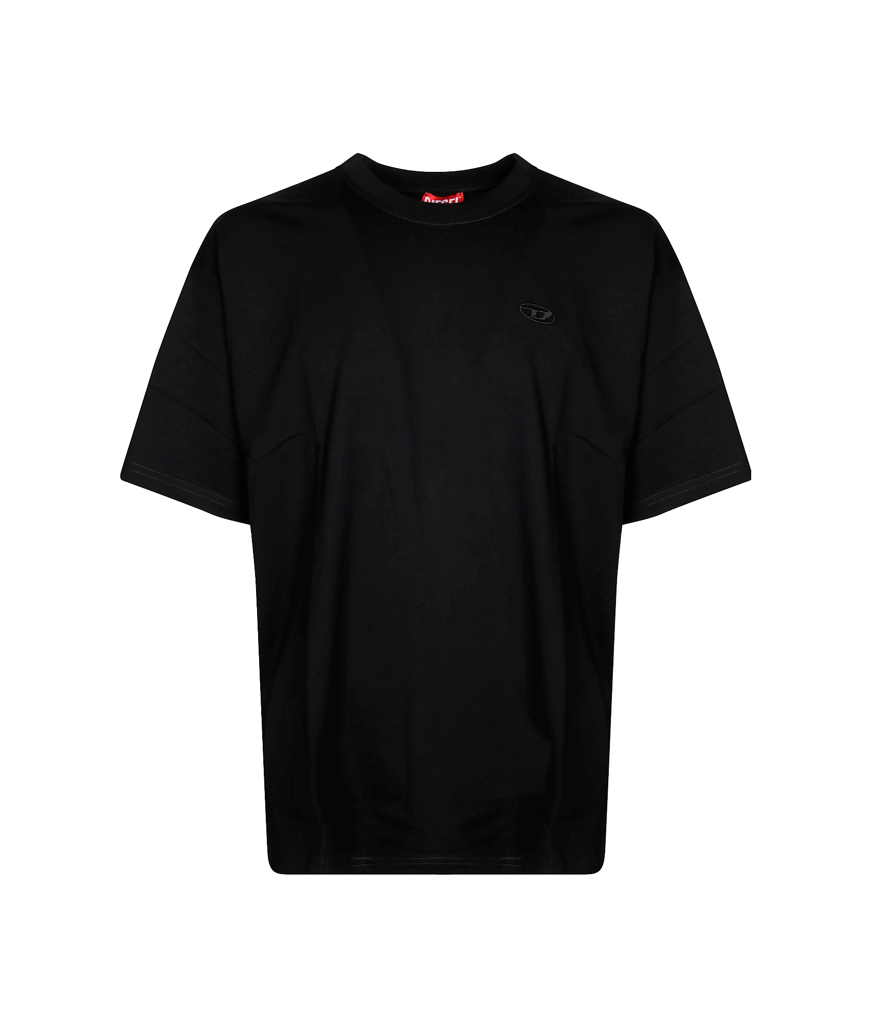 Diesel T-boggy-megoval-d T-shirt With Tonal And Contrasting Logo Embroidery In Black