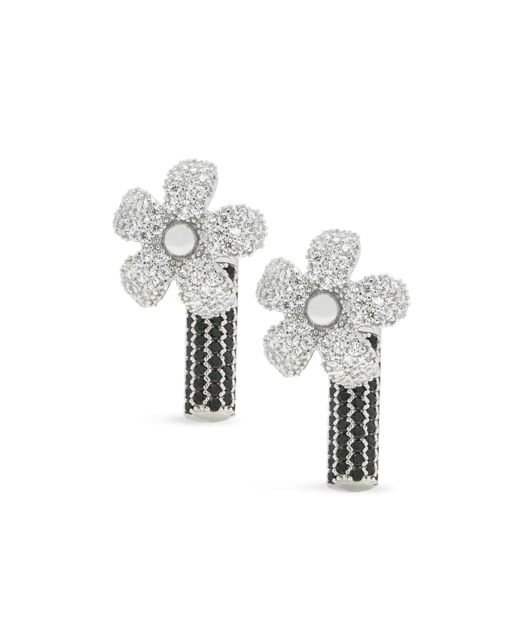 Loewe Flor Earrings In Sterling Silver And Crystals For Woman In Metallic