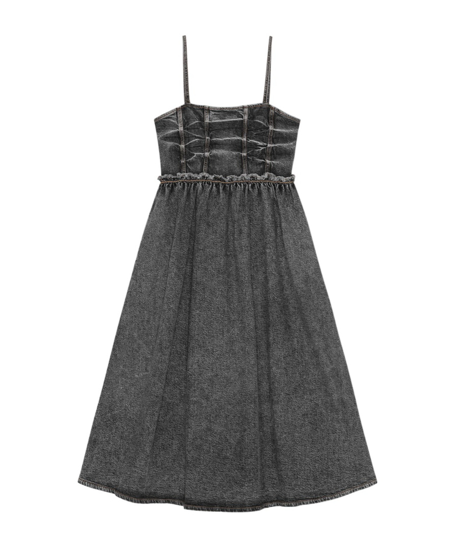 Ganni Women Stretch Future Denim Dress In Black Washed