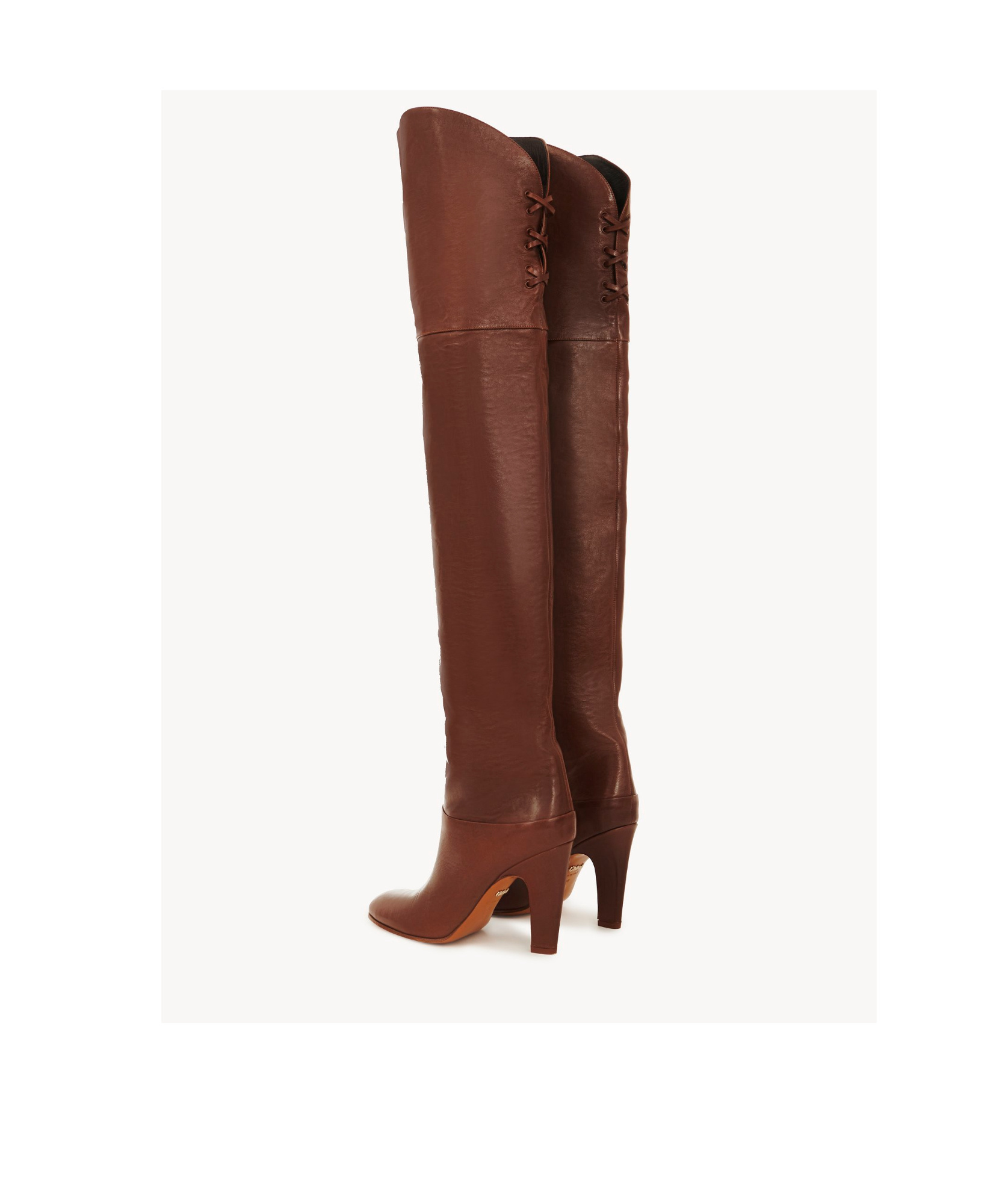 Chloé Eve Over The Knee Leather Boots In Red