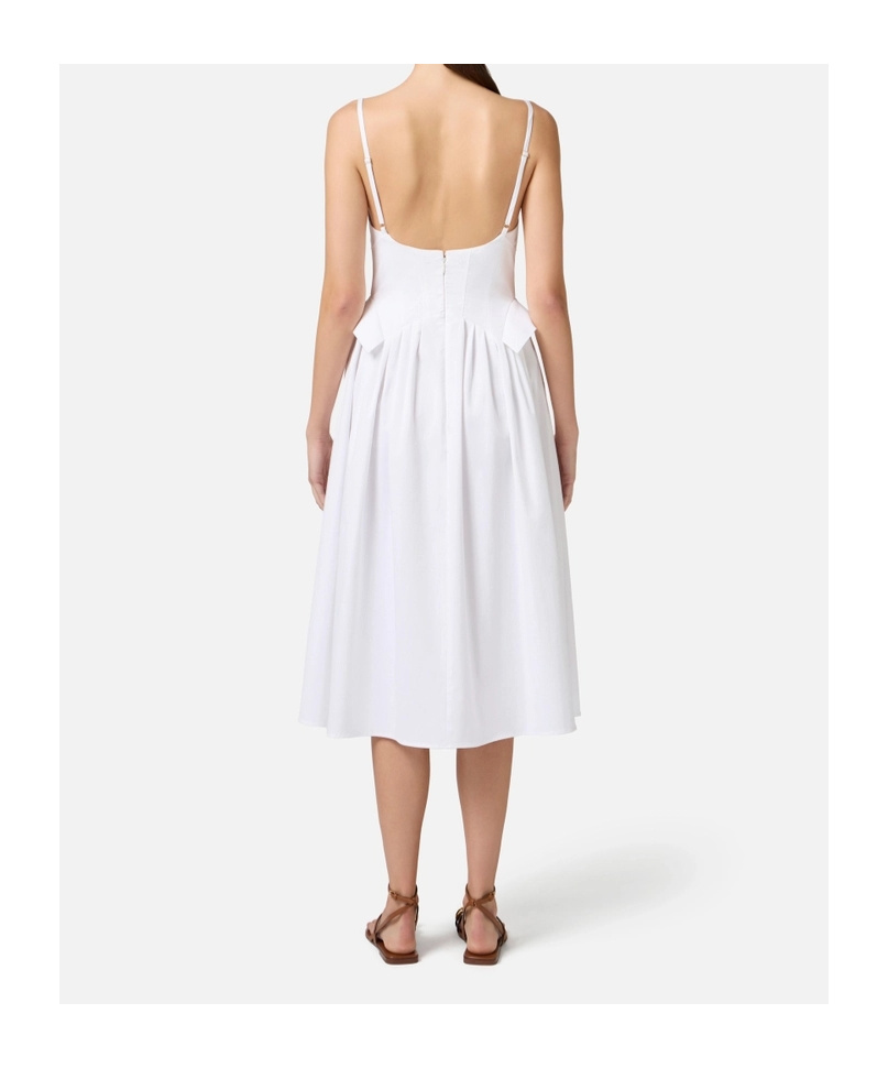 Shop Elisabetta Franchi Flared Midi Dress In White