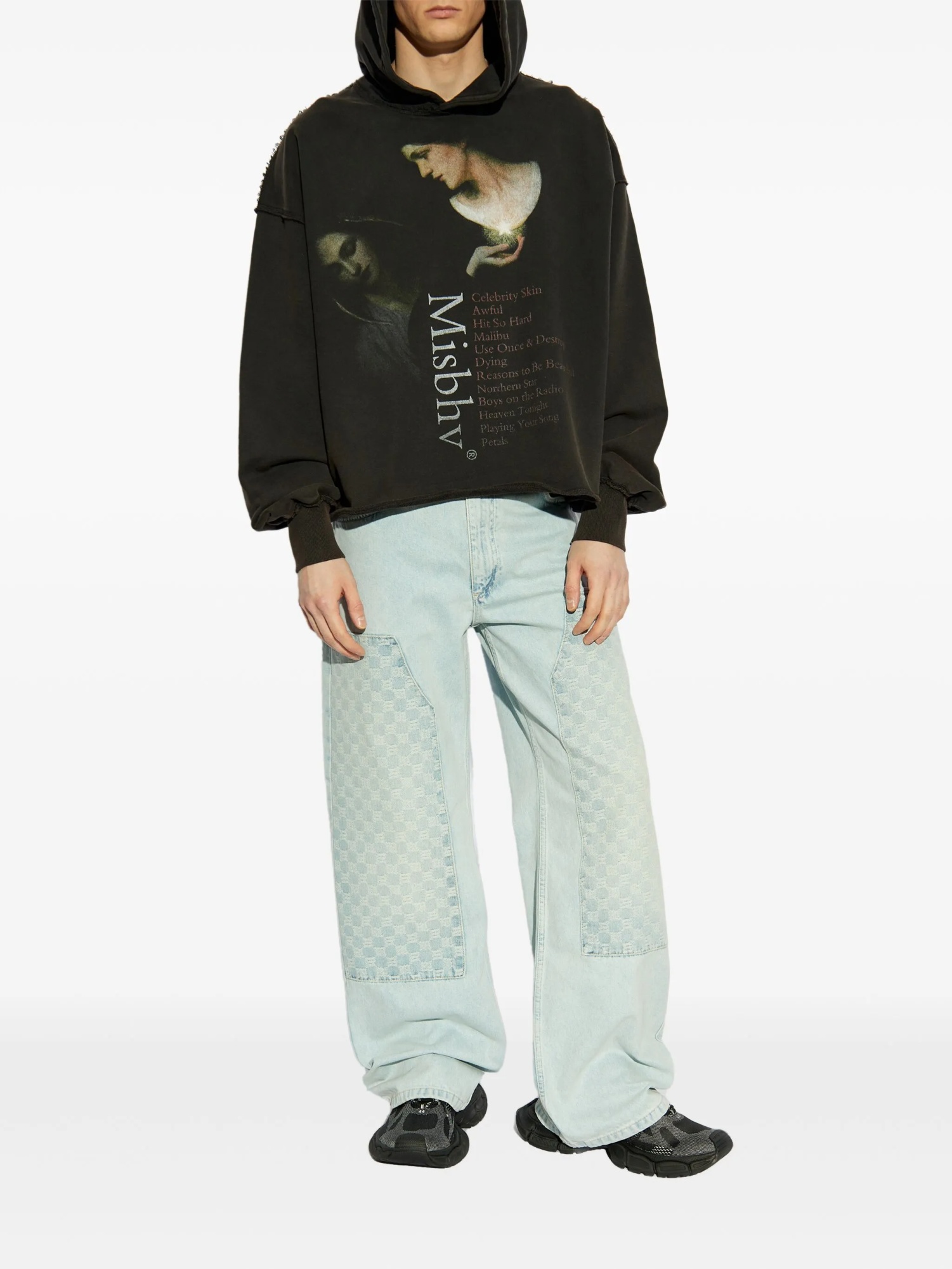 Misbhv Monogram-embroidered Carpenter Denim Trousers In Blue