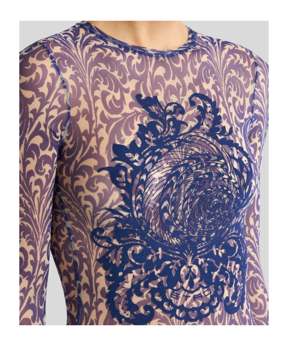 Etro Blue Top With Front Detail Snd Semi-transparent Design In Electric Blue