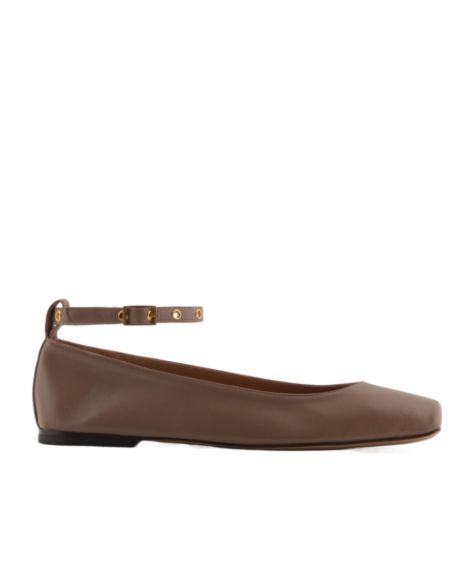 Emporio Armani Nappa-leather Square-toed Ballerinas With Strap