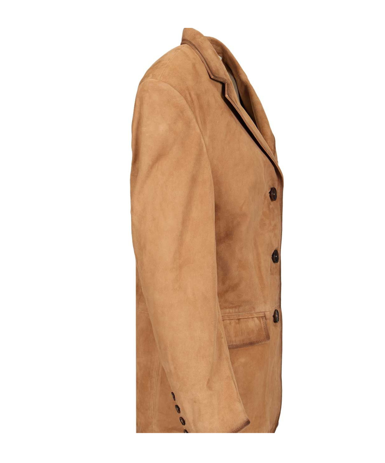 Arma Modena Beige Single-breasted Jacket With Classic Lapels In Suede Woman In Brown