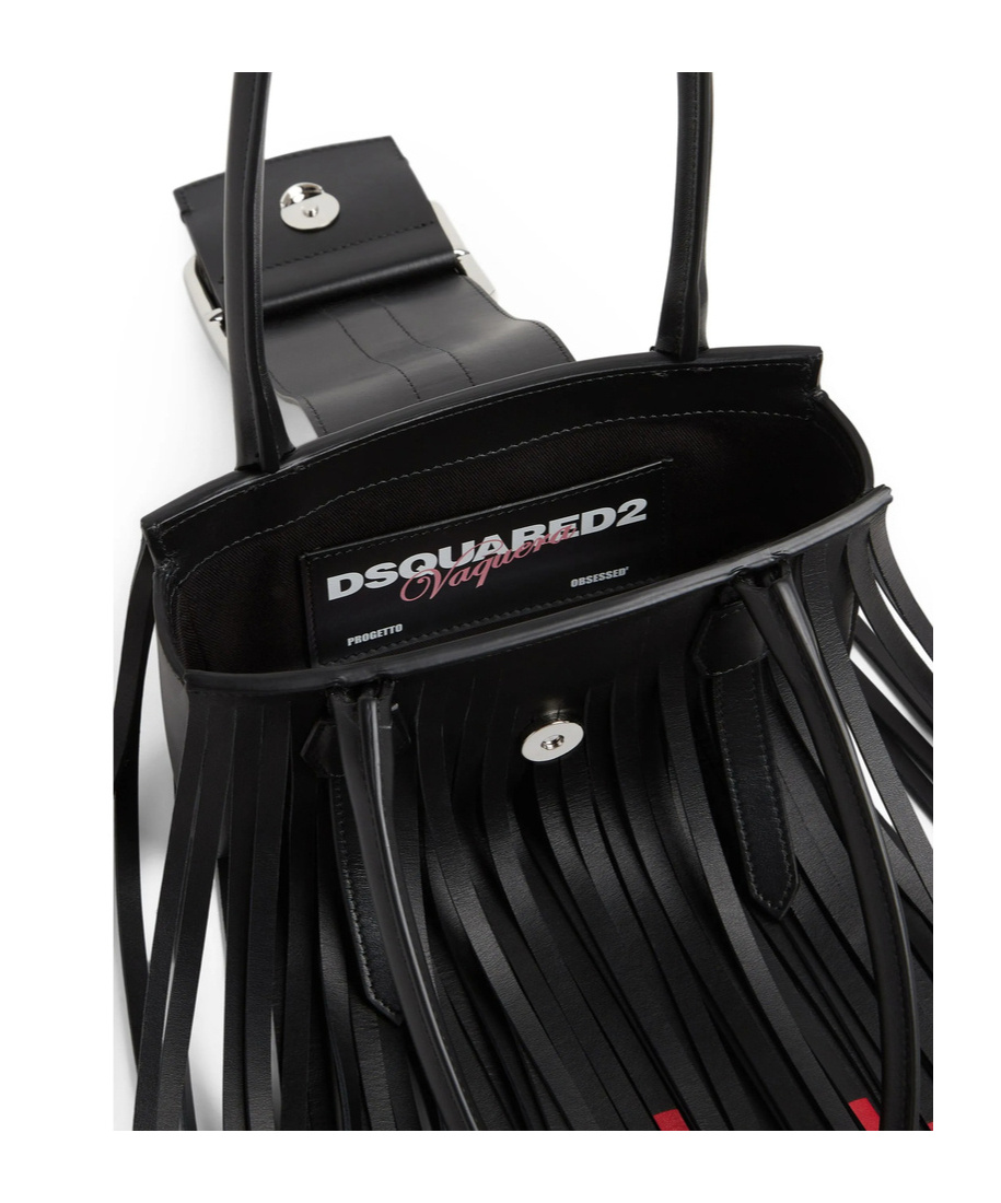 Dsquared2 Slogan-print Shoulder Bag In Black