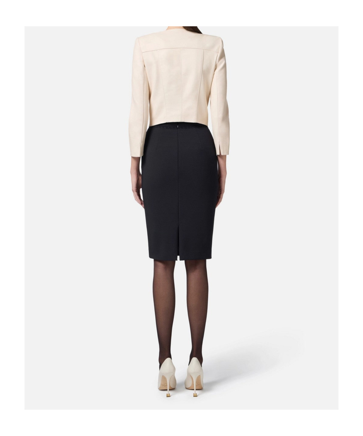 Elisabetta Franchi Longuette Skirt With Bow Detail And Back Split In Black