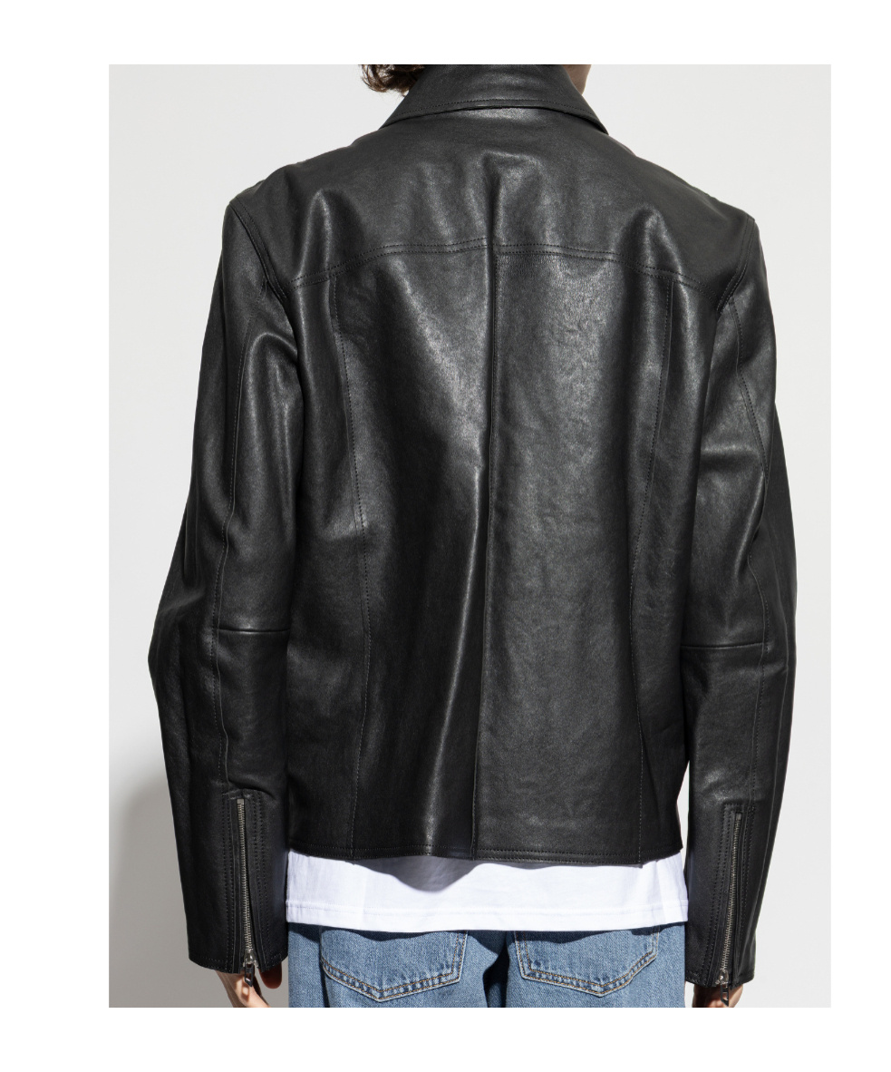Diesel Leather Jacket With Embossed Oval D In Tobedefined