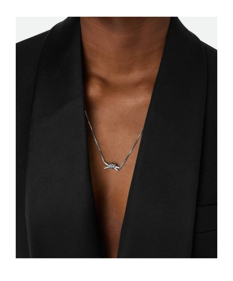 Bottega Veneta Knot Necklace In Gray