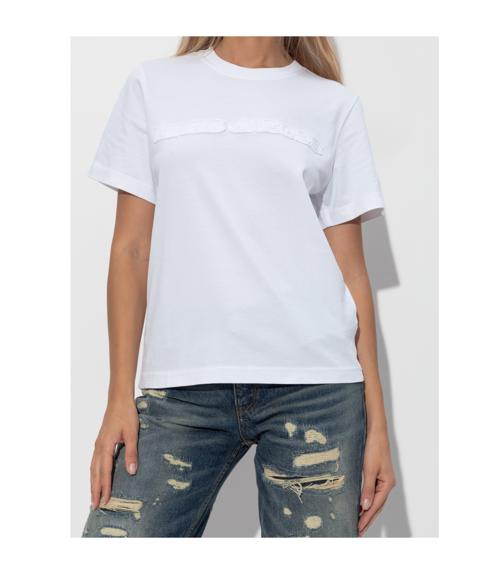 Marc Jacobs T Shirt With Patch Logo Design In White