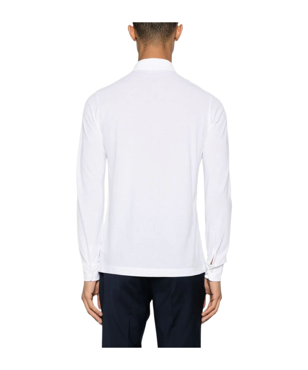 Zanone Collared Shirt Button-down Cuffed Sleeves In White