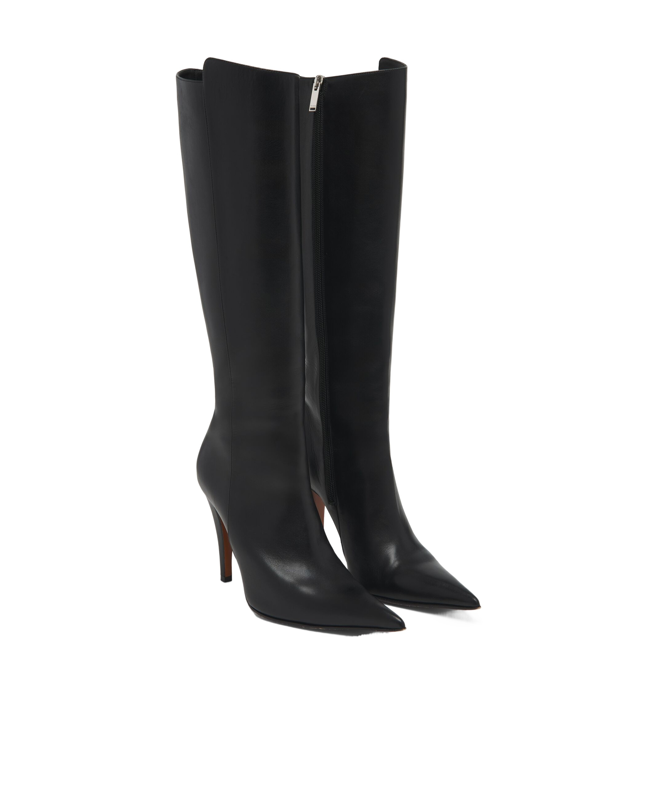 Alexander Mcqueen Faux Leather Birdee Knee-high Boots 105 In Black