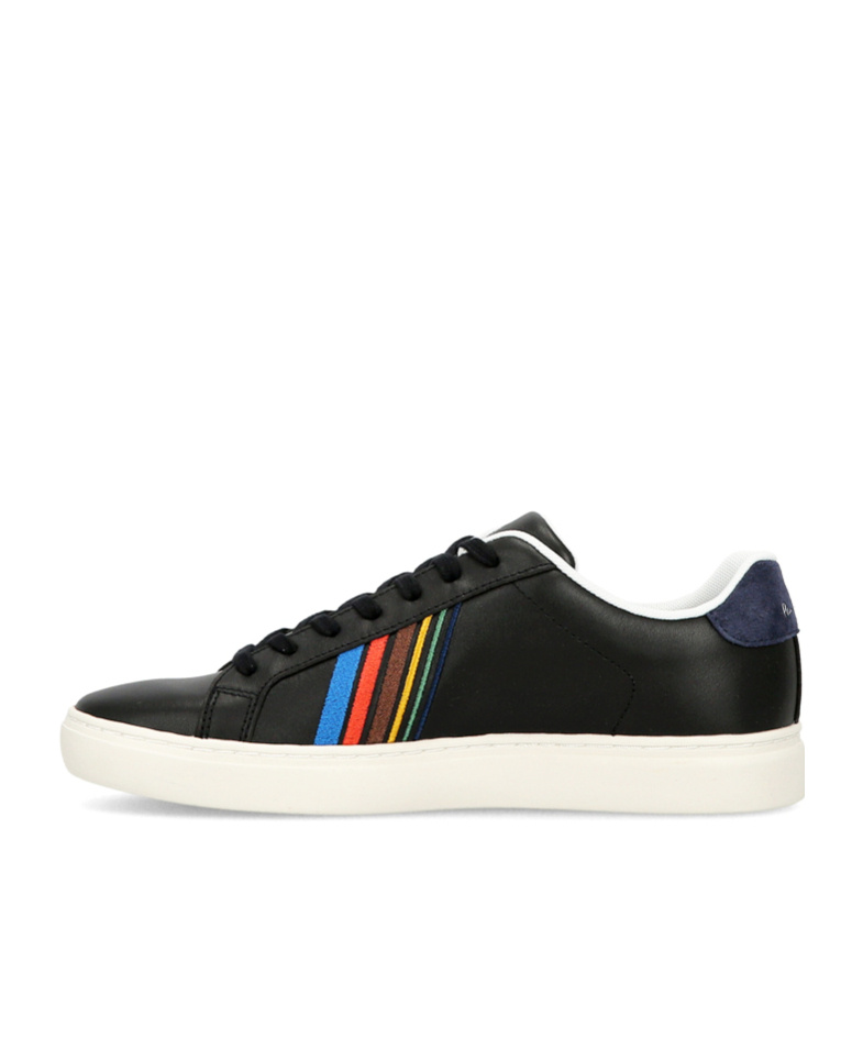 Ps By Paul Smith Black Leather 'rex' 'sports Stripe' Trainers In Black