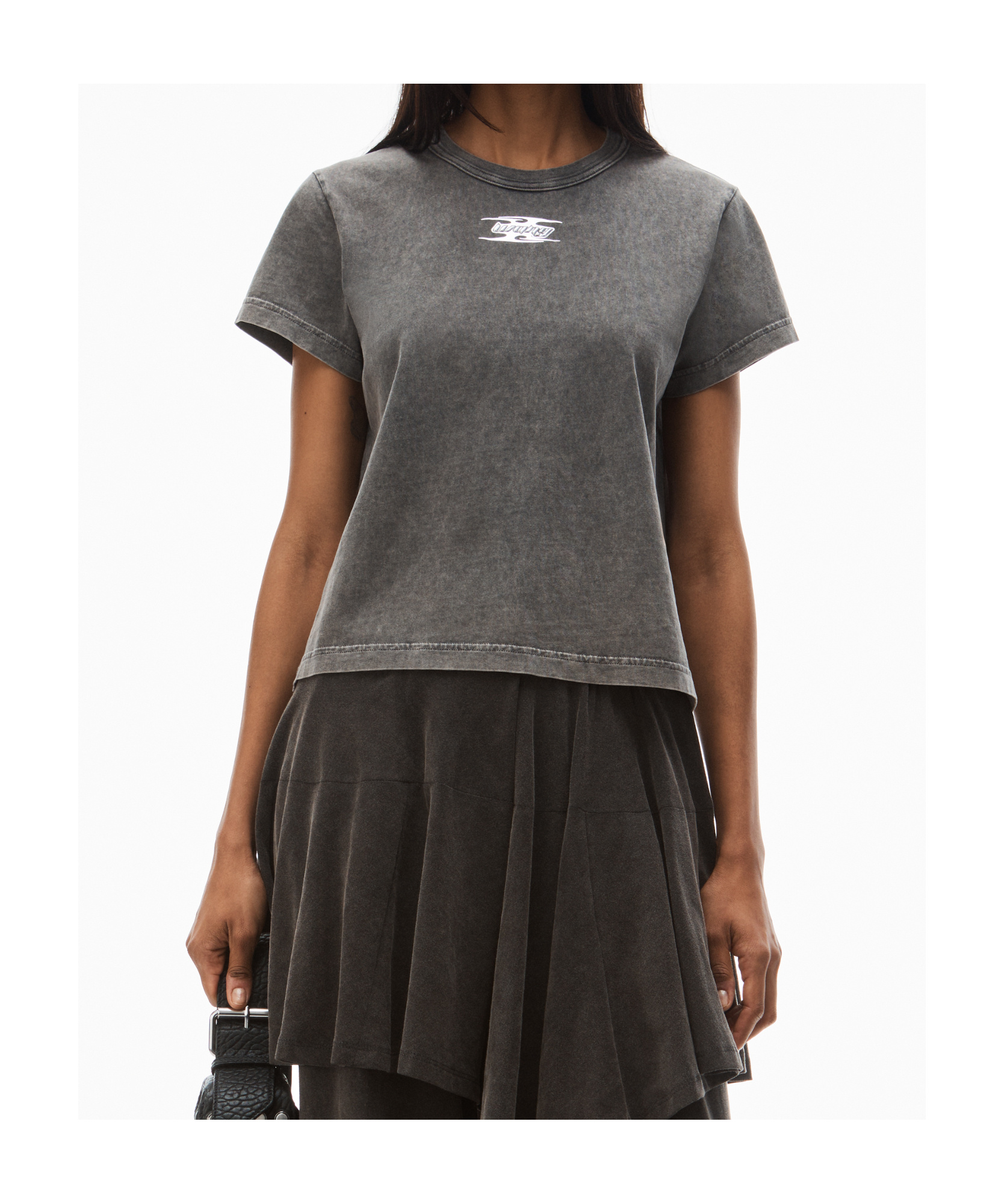 Alexander Wang Blade Logo-embossed Tee In Cotton In Black