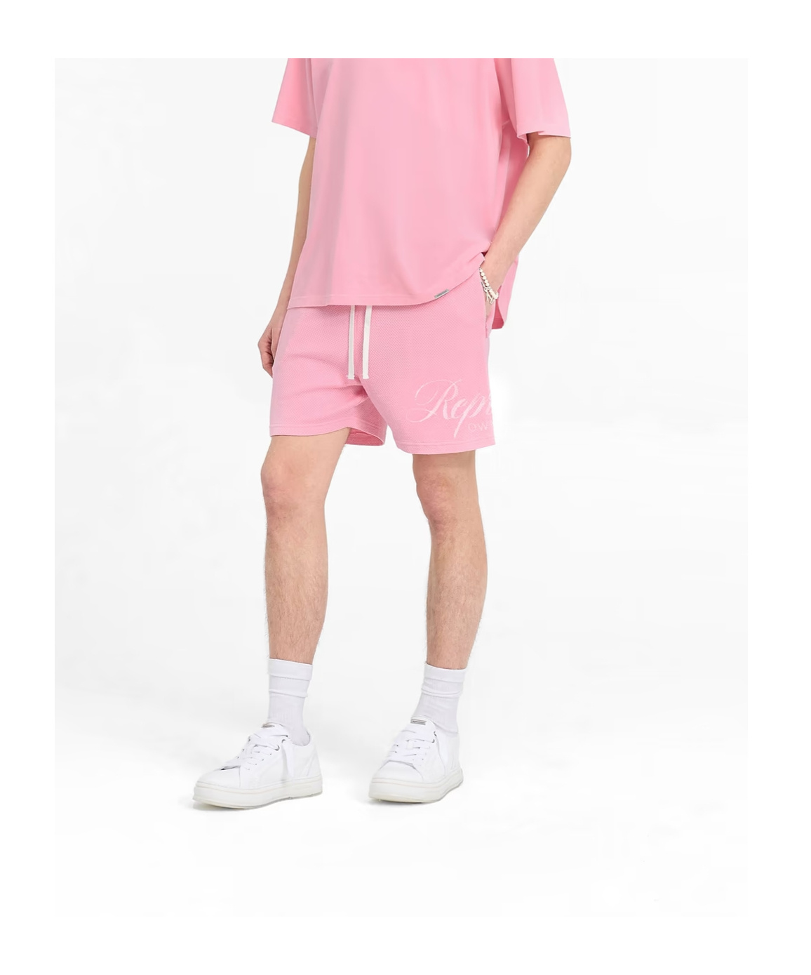 Represent Club Owners Mesh Texture Pink Shorts In Pink