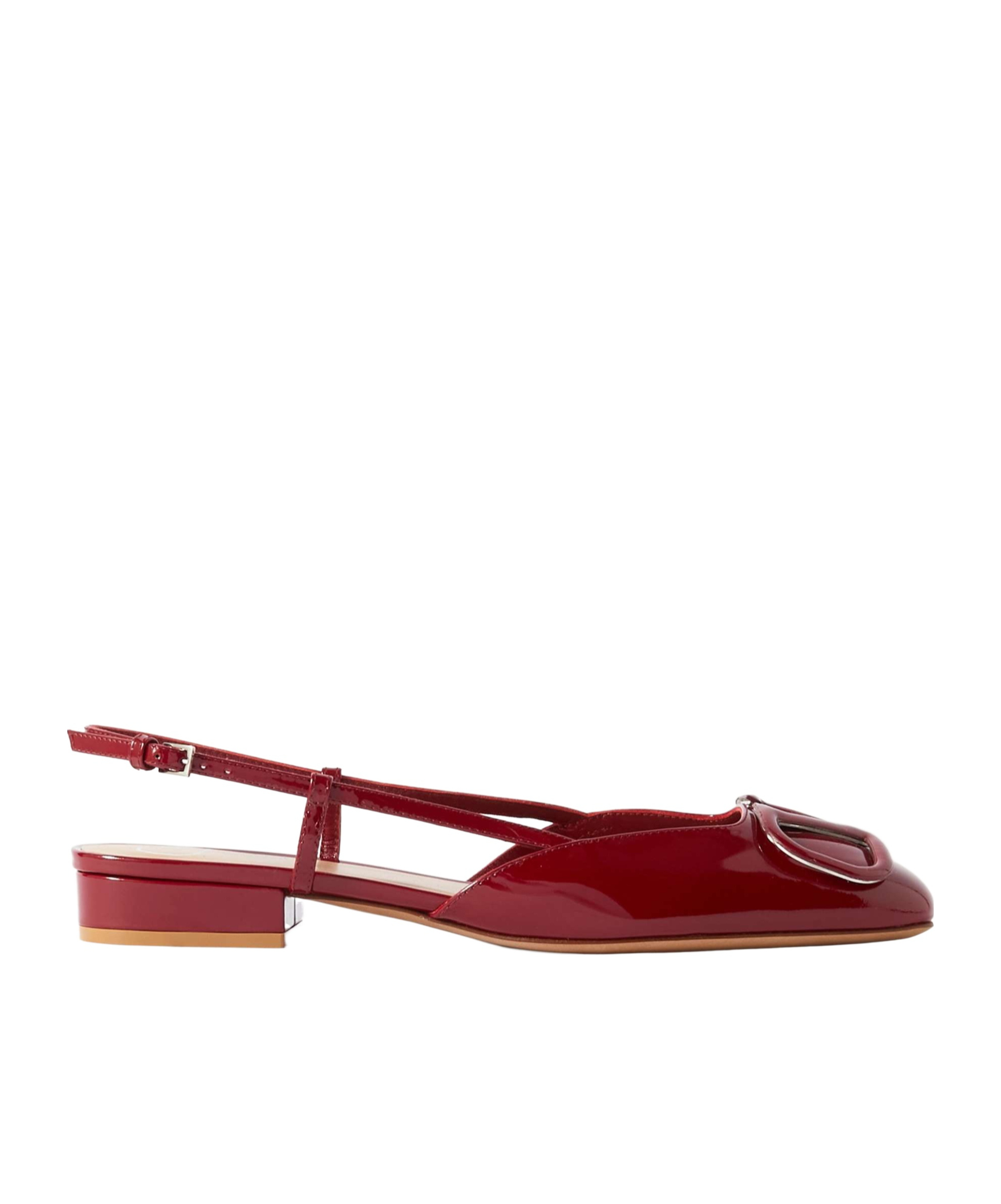 Valentino Vlogo Signature Square Toe Slingback Flats In Red