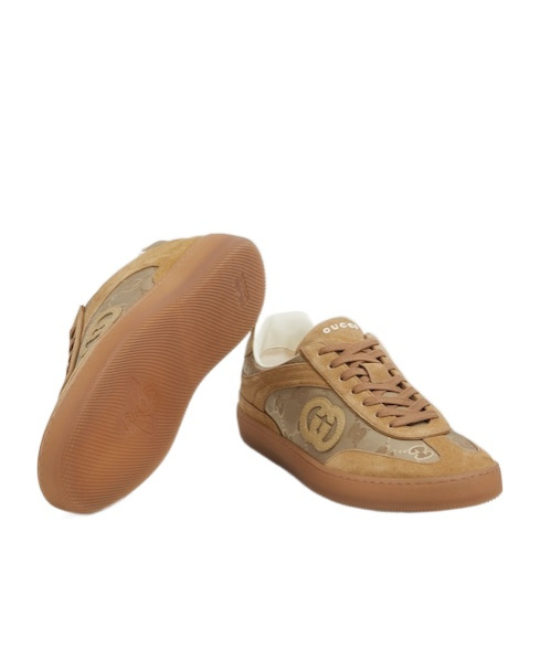 Gucci Beige Suede G75 Sneakers In Multi