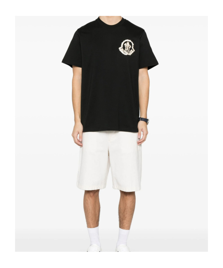 Moncler Logo Printed Crewneck T-shirt In Black
