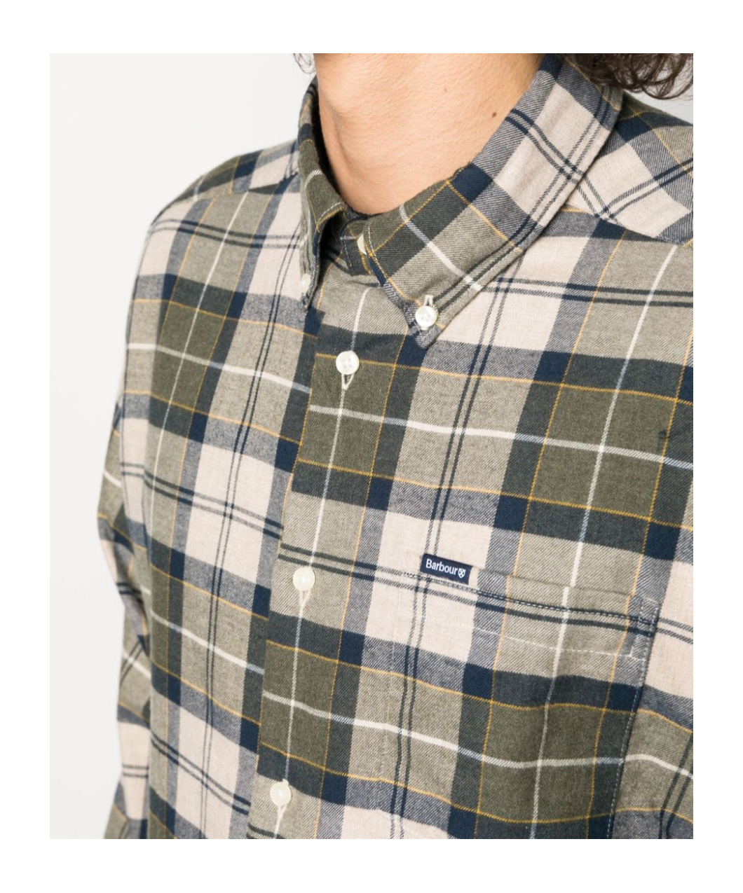 Barbour Checkered Collared Long In Nude