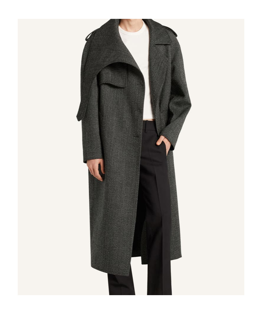 Courrèges Asymmetric-collar Long Coat In Gray