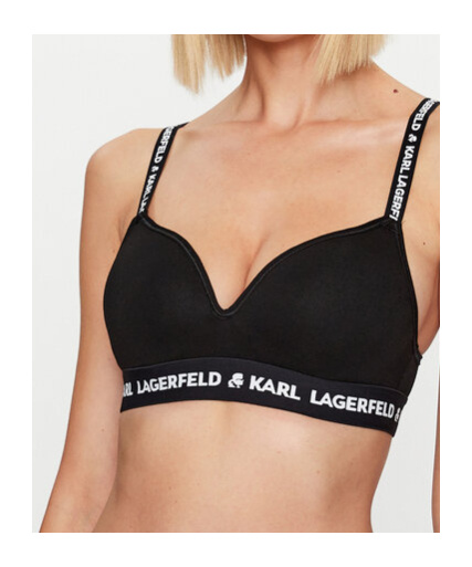 Shop Karl Lagerfeld Logo Padded Bra In Black
