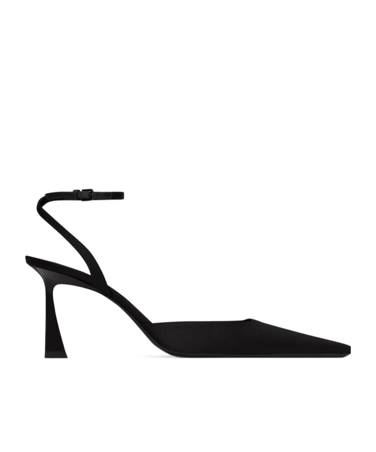 Saint Laurent Aimée Slingback Pumps In Satin Crepe In Black