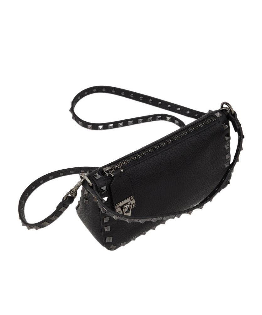Valentino Rockstud Leather Crossbody Bag In Black