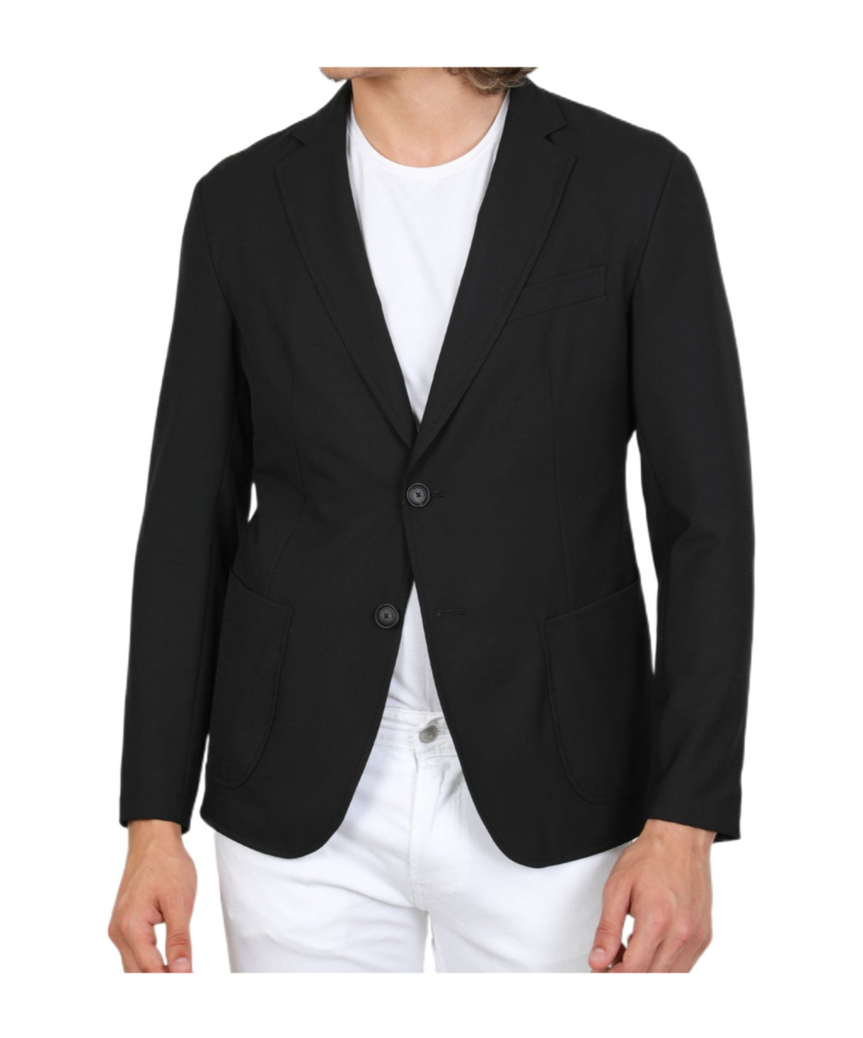 Emporio Armani Lapel Long-sleeved Suit Jacket In Black