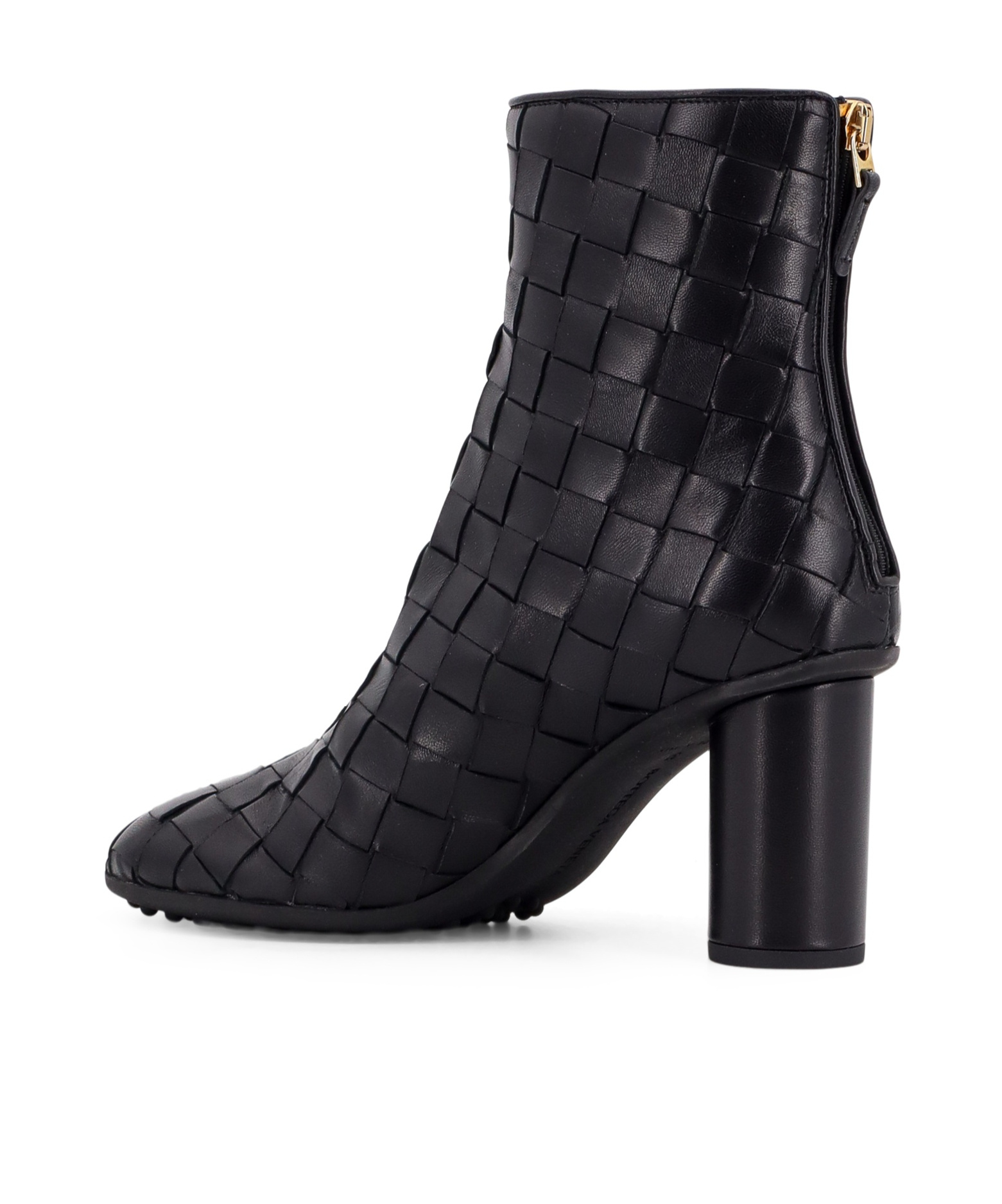 Bottega Veneta Dark Brown Leather Atomic Ankle Boots In Black