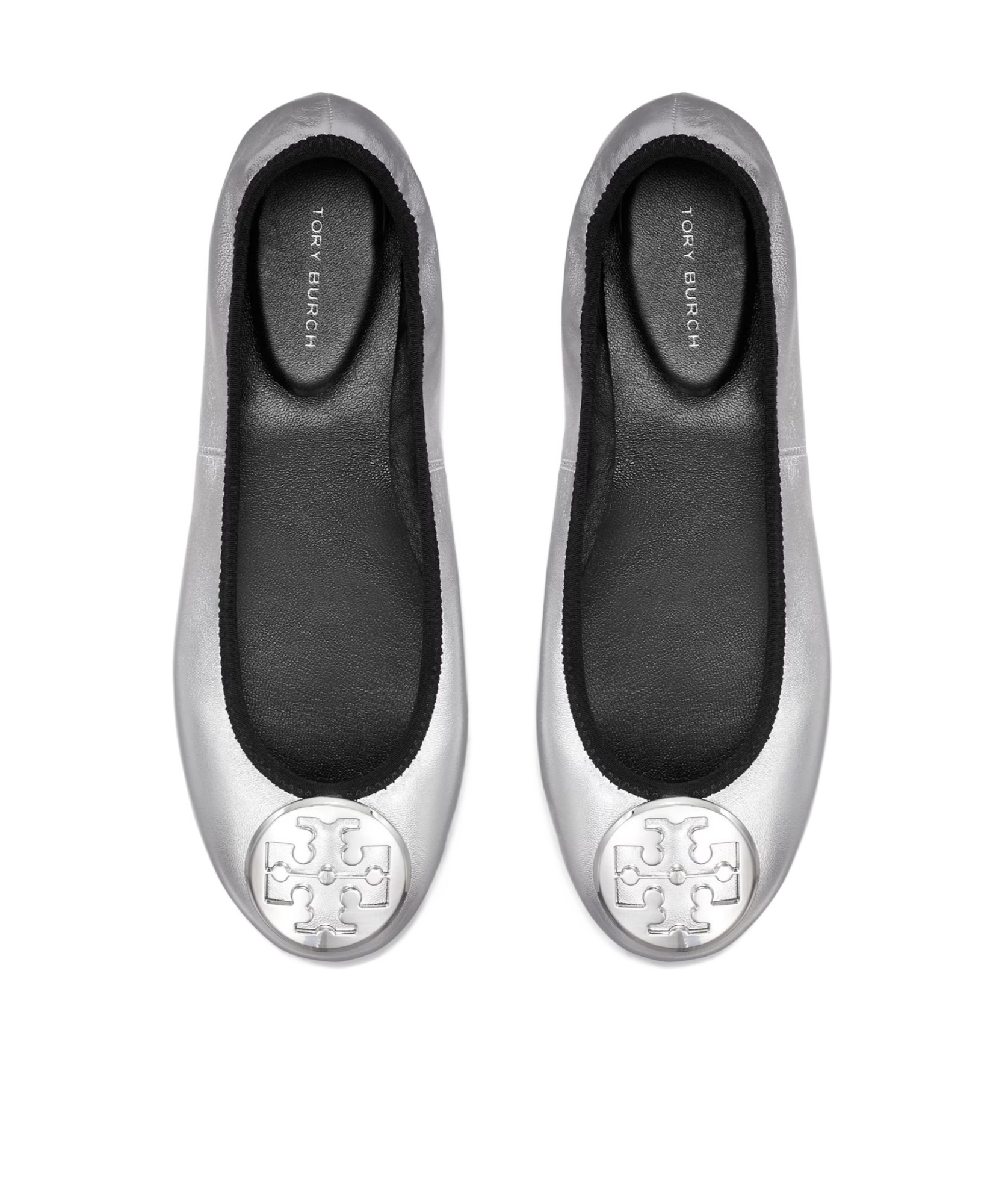 Tory Burch Reva Travel Ballet Flats In Silver
