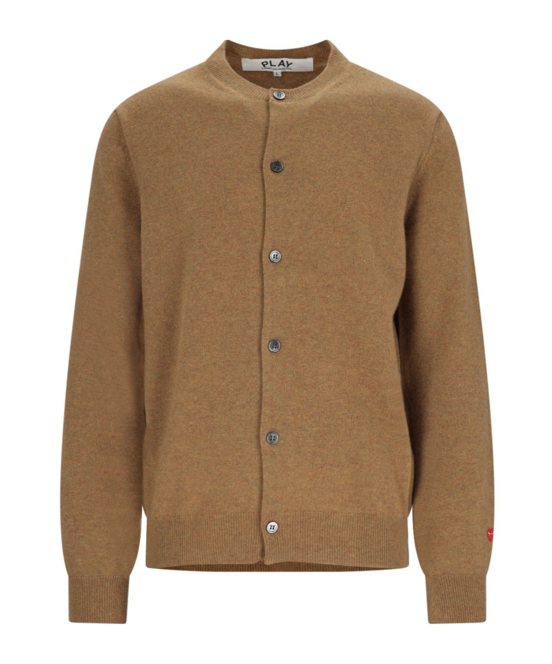 Comme Des Garçons Play Heart Patch Buttoned Cardigan In Brown