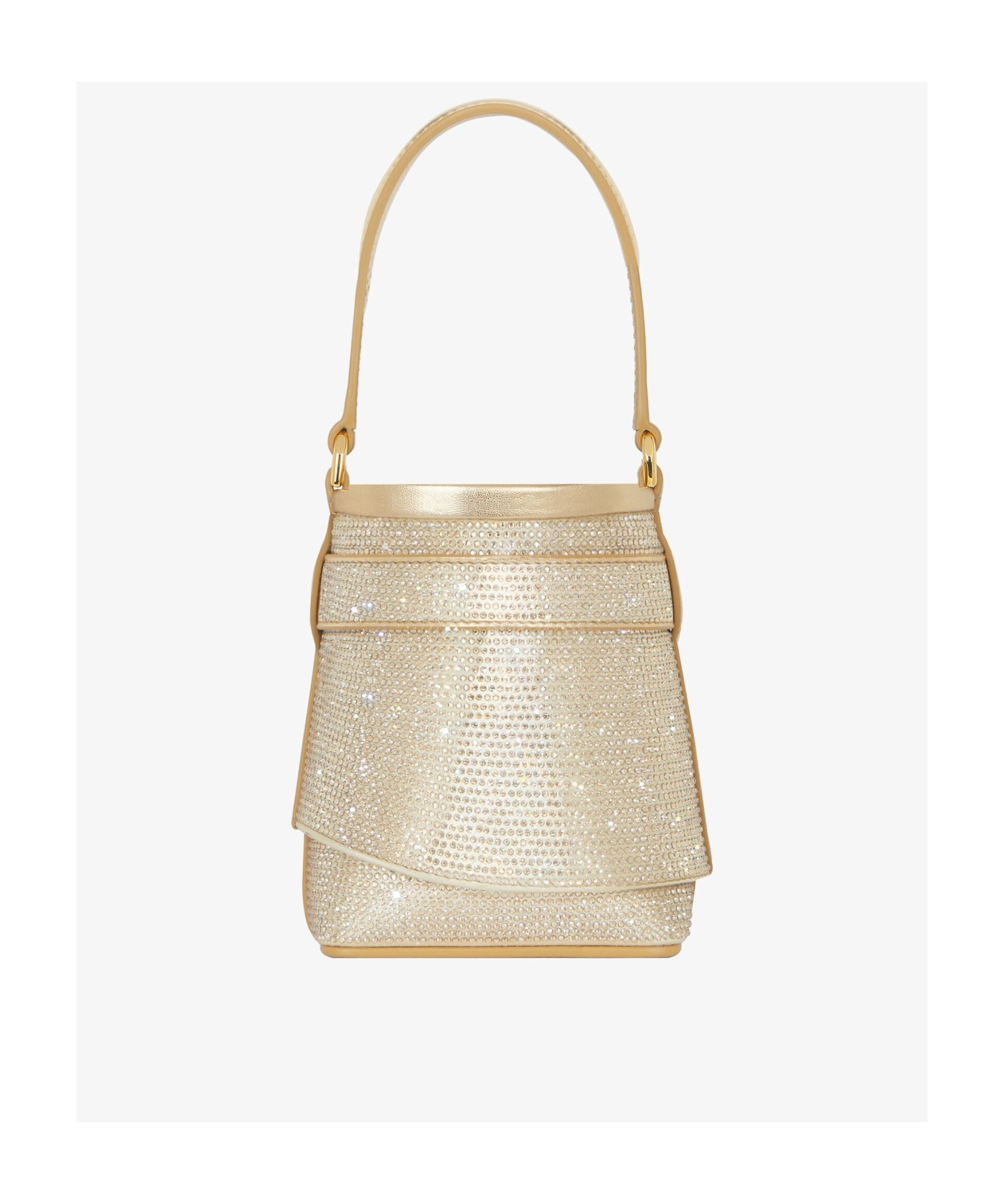 Givenchy Micro Shark Lock Bucket Bag In Satin With Strass In Nude