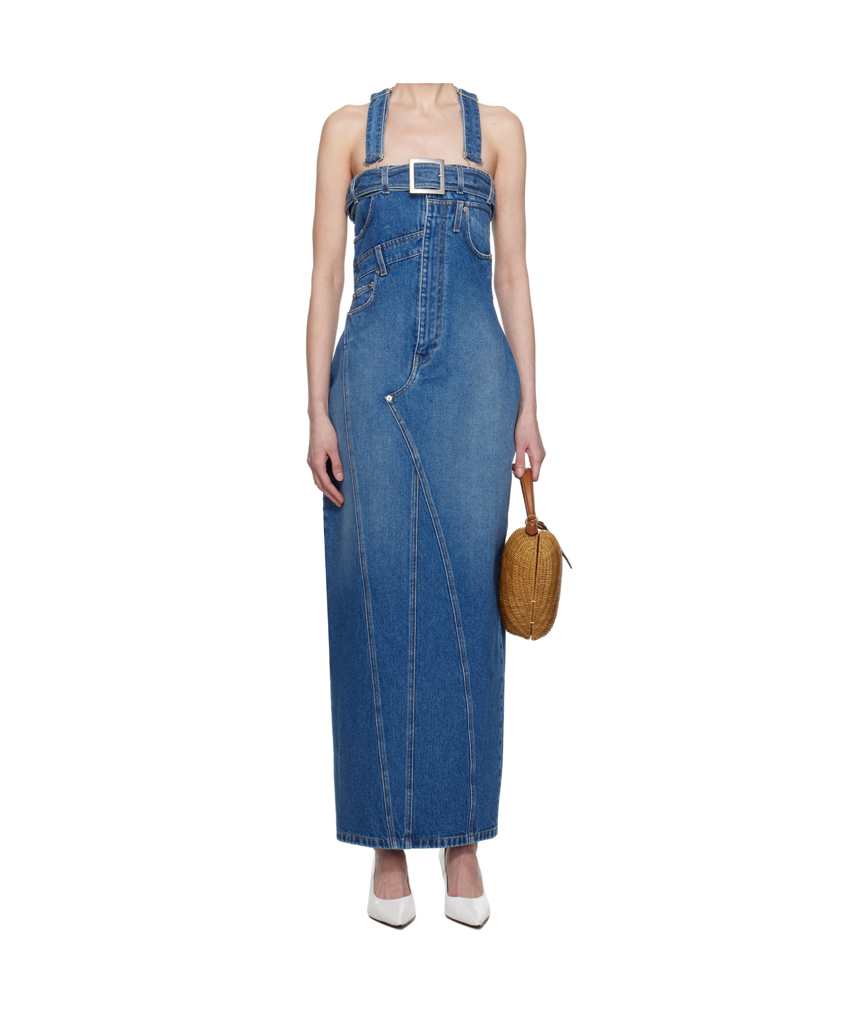 Jean Paul Gaultier Denim Maxi Dress In Blue